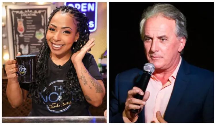 A comediante Juliana Oliveira e o apresentador Otávio Mesquita, no SBT. — Foto: Reprodução/Redes Sociais