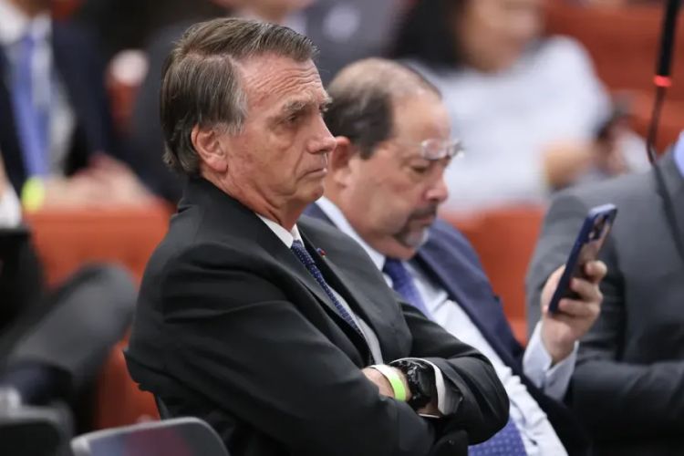 Bolsonaro durante interrogatório na 1ª Turma do STF sobre trama golpista — Foto: Ton Molina/STF