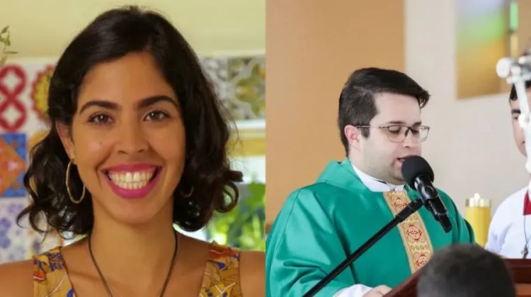 Bela Gil e padre Danilo César — Foto: Redes Sociais