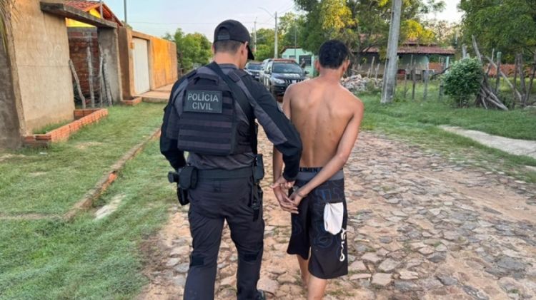 Homem preso pela Polícia Civil na cidade de Piripiri - Foto: SSP-PI